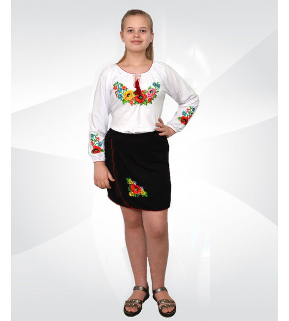 Українка для дівчаток довгий рукав біла фулікра